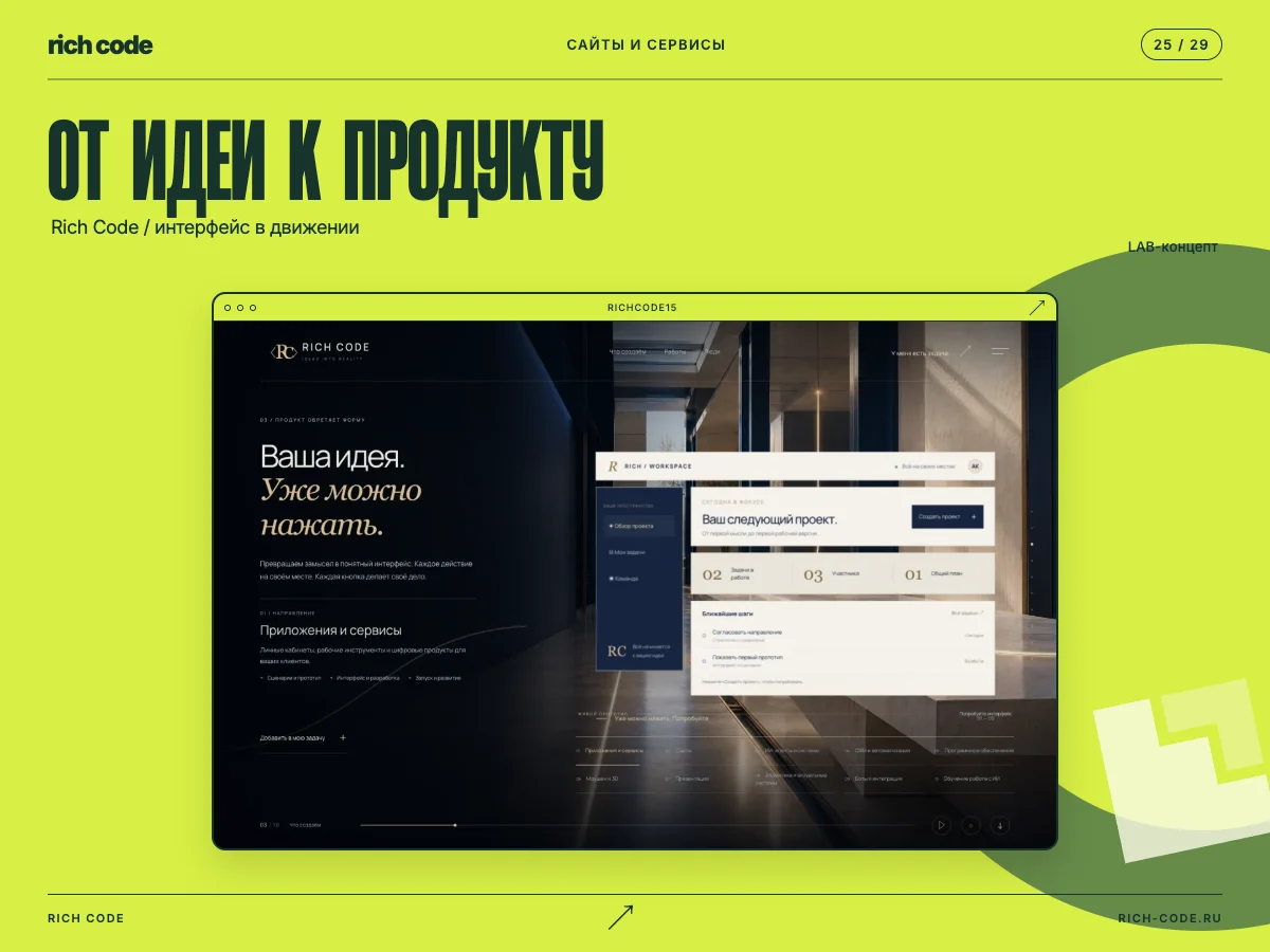 Rich Code · Продукт обретает форму